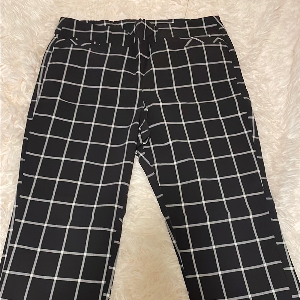 Kim Rogers Black and White Dress Pants with Windowpane Pattern